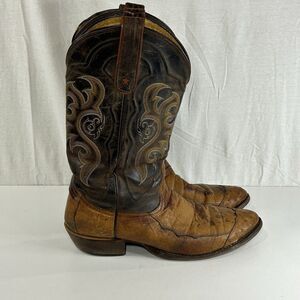 TONY Lama Chestnut FULL QUILL OSTRICH Wingtip COWBOY Western BOOTS Men 12A Read